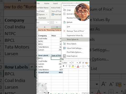 How to do Running Total With Pivot or Cumulative Sum #excel #function #office #msoffice