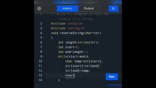 How to write a c Program to find the reverse of a string.