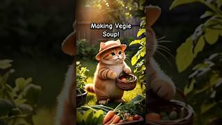 Cute Cat Cooks Vegie Soup 🙀🍅 | #shorts