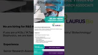 laurus bio hiring for R and D dept