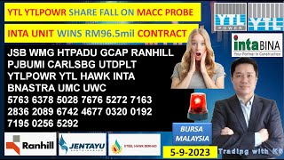 Daily KLSE BURSA UPDATE - 5-9-2024💥YTL YTLPOWR SHARE FALL ON MACC PROBE💥INTA WIN RM96.5mil CONTRACT💥