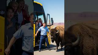 Hero Bison Saves Bus From Collapsing Bridge! #animals #rescue #wildlife