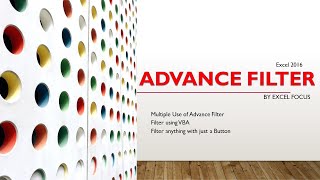 Advance Filter|| Advance filter using VBA|| 2020