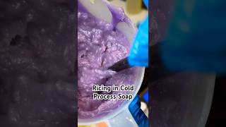 Ricing in my Lilac Cold Process Soap #soapmaking