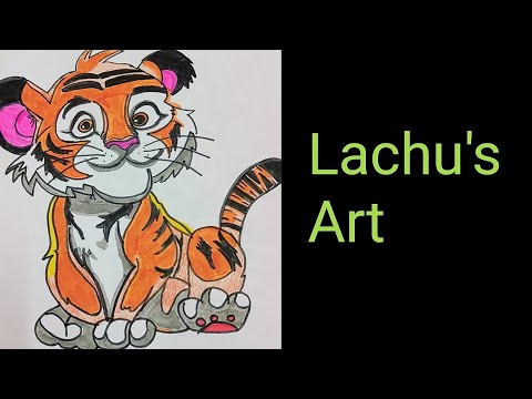 lachu's art/Tiger pencil art and colouring