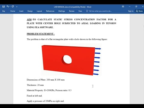 Stress analysis of plate with hole using ANSYS APDL to calculate stress concentration Factor.