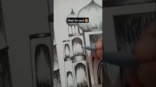 "Taj Mahal with pen shading ✍️ l 30 sec pure skill😍🥰"