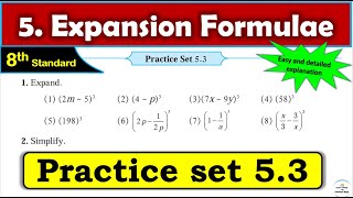Practice set 5.3 | Class 8 | Expansion Formulae | Maths |All Question Answers