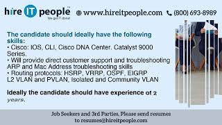 Network Jobs| CISCO technologie Jobs | Denver, CO | Job ID: 38048 |