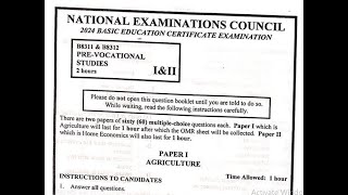 2024 BECE (Junior Waec) Pre-vocational Studies Paper 1: Agriculture Questions 1 - 30