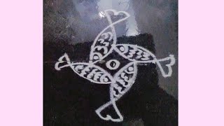 Small and easy fish kolam/5*1 dots#meenkolam#fishkolam#