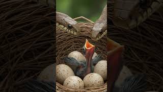 New Born baby Bird facing wit two big snakes​ #birds #nature #wildlife