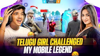 TELUGU GIRL👧 CHALLENGED🤬 MY LEGEND ( DFG FOXXIE )🔥 1 vs 1 | FREE FIRE IN TELUGU #dfg #freefire