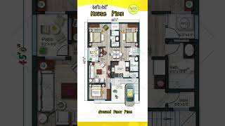 30’×45’ House Plan with Car Parking, 30 by 45 Home Plan, 30*45 House Design, East Facing 3-BHK Home