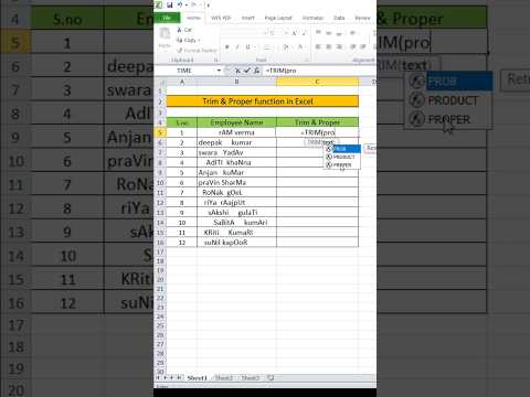Trim & Proper function in Excel 💯💫#exceltips #exceltutorial #exceltricks