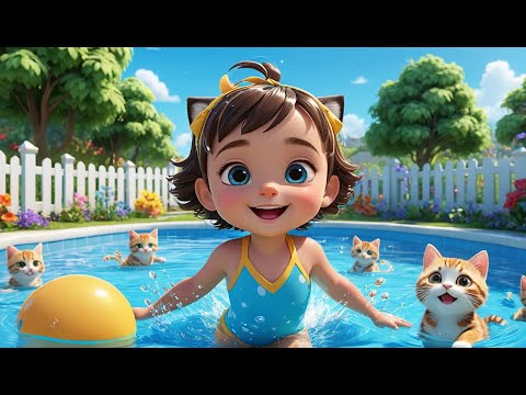 Six Little Kittens Jumping in the Pool | Fun Cat Song for Kids | Splashy Water Rhyme