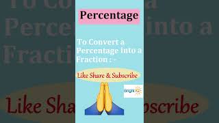 CBSE/NCERT Math Class 7 Integers  |#Shorts Percentage|To convert  Percentage into Fraction| #Bright