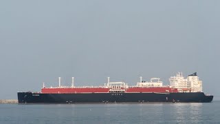 百慕達漢彌爾頓合夥企業 Teekay LNG Partners 桃紅色薄膜型LNG潘歐Pan Europe停靠台灣中油永安液化天然氣接收站8201號碼頭~船籍香港 滬東中華造船