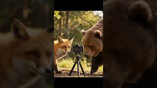 Bear’s First Hello      #shorts #funnyanimals #bear #aianimation #shybear #firstvlog #talkinganimals