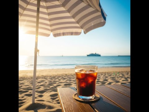 湘南の海とアイスコーヒー | 夏の海辺で過ごす静かなひととき熱中症にご注意をくださいませ。쇼난의 바다와 아이스커피 | 여름 해변에서 보내는 조용한 시간. 조금이나마 쉬원해지길 바라며
