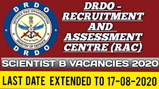 DRDO Recruitment 2020 date Extended# DRDO scientist B vacancy 2020# job update # job update - 87