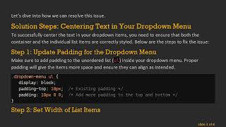 Why is my text-align: center not working in my dropdown menu?