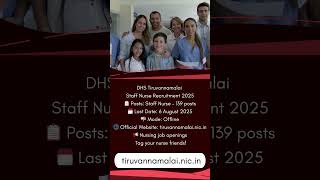 DHS Tiruvannamalai Recruitment 2025 #DHSJobs #TamilNaduGovtJobs #applynow