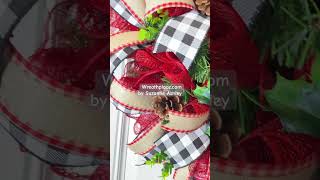 Pomegranate Christmas Buffalo Plaid Wreath, Merry Christmas, Winter Decor for front door