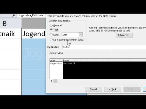 Excel Text to columns