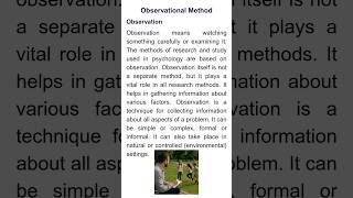 Observational Method #observation #introspection #externalobservation #naturalobservation