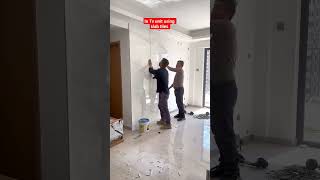 TV unit me slab tiles kese use kare? #viral #tile #tiles #tvunits #marbletiles #trending