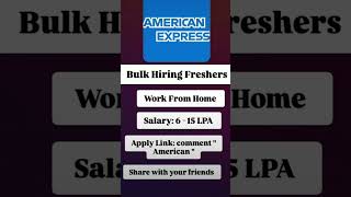 American Express Is Hiring | Salary | Hiring Freshers | New jobs | American Express