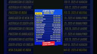 Champion Trophy 2025 schedule #cricket #youtubeshorts #2025#