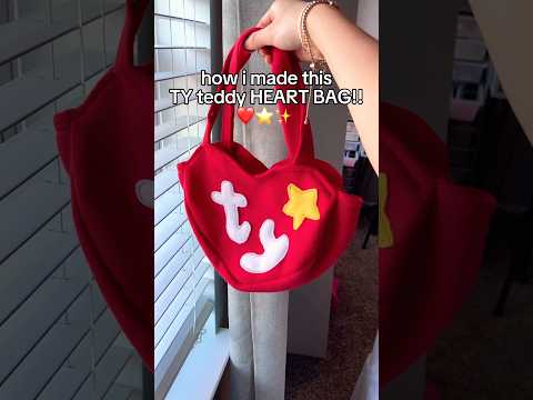 making a TY bear HEART tag BAG from scratch! ❤️✨ #trending #viralvideo #diy #cute #fyp
