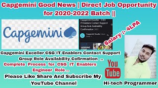 Capgemini Update send  Survey mail for  CSG IT Enablers & CIS Role 2022-2020 BATCH |Capgemini Update