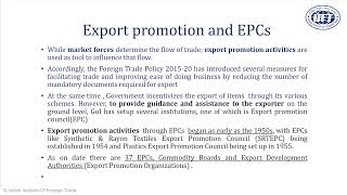 Module 5: DGFT, Export Promotion, Role of RA, EPCs and RCMC;IEC