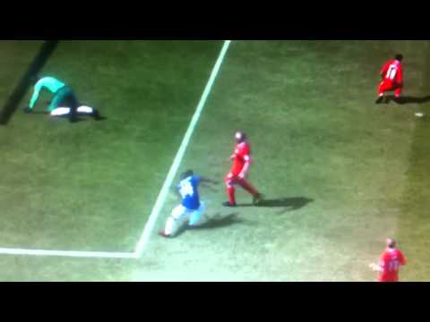 Goal, followed by headbutt to the groin