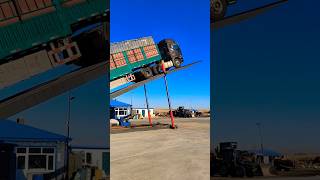 Grain autometic unloading from long truck #heavymachinery #ytshots