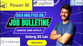 Data Analytics #Hiring  | #Power BI #Python #Tableau | #Jobs| Salary 25 Lac| Check this video Apply