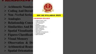 SSC GD Syllabus 2025 #sscgdsyllabus