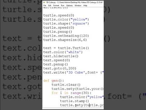 3D Cube in Python | Stamp Method | Very Easy! (under 40 lines of code)