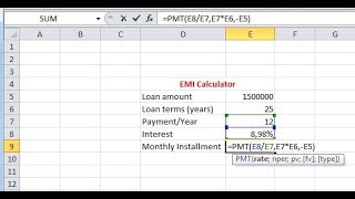 HOW TO CALCULATE EMI IN EXCEL