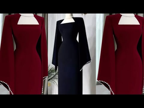 How To Draft And Cut This Beautiful Dress With Stylish Beaded Sleeves And Neckline