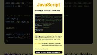 hoisting in javascript let and const #htmlcss #js #javascript #code #coding #reactjs #nodejs #short