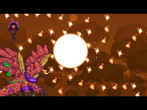 Fragmentito peleando contra Yharon (Terraria Calamity)