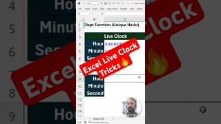 Live Clock Tricks🔥| Live Clock in Excel Tricks | Rept Function Unique Tricks | Excel Tips and Tricks