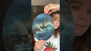 Lighthouse oil painting now sold 🔴☺️#oceanart #lighthouse