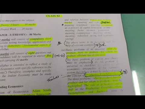 Economics class 11 reduced syllabus ( 20-21)