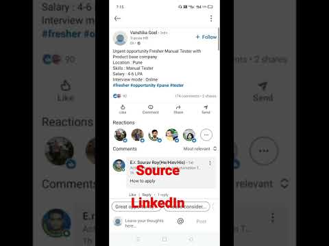 fresher today's job source LinkedIn