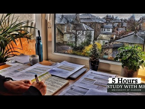 🌟5 HOUR STUDY WITH ME | Revision Week, Background noise, Rain Sound, 10-min break, No Music